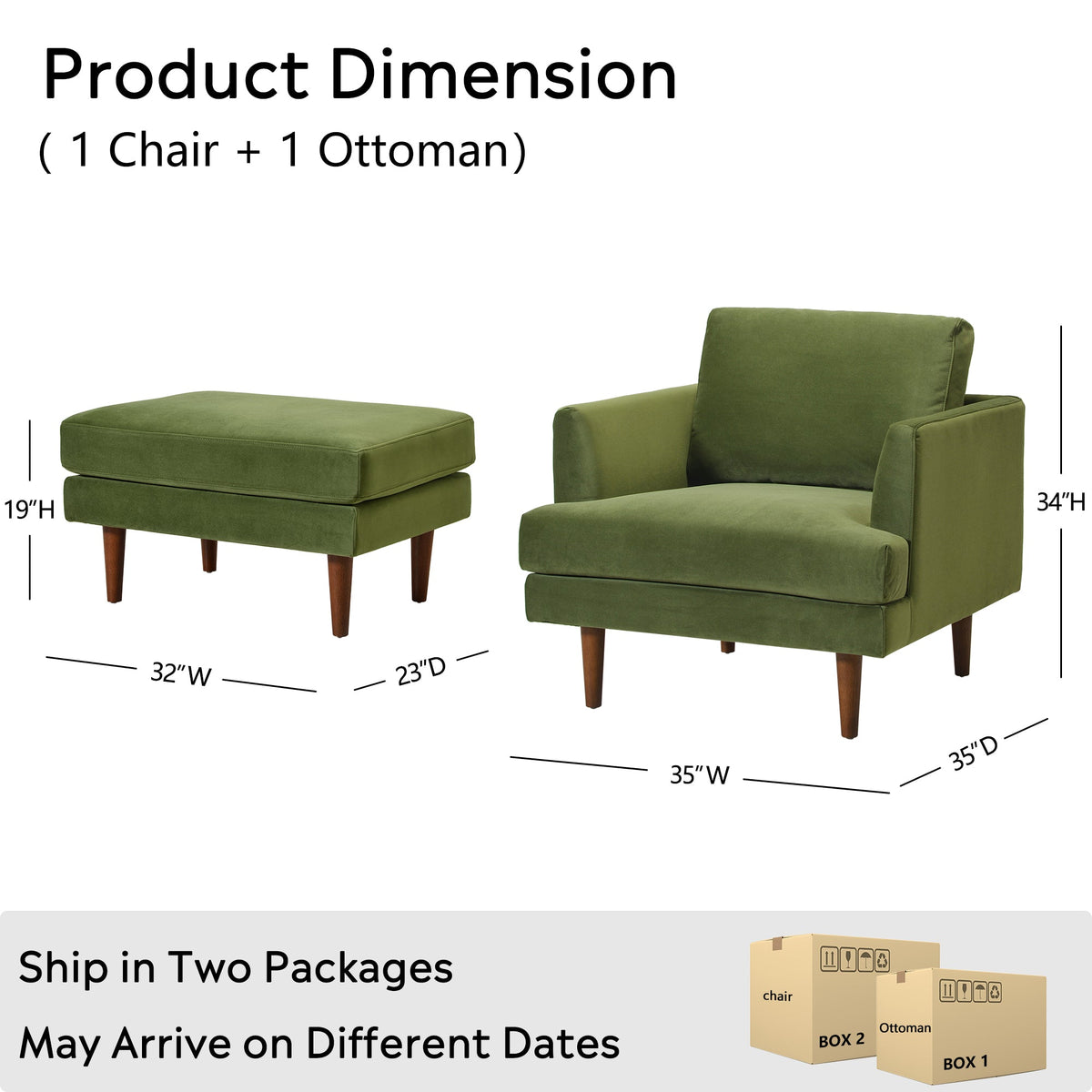 Samuel Tapered Arm Chair with ottoman