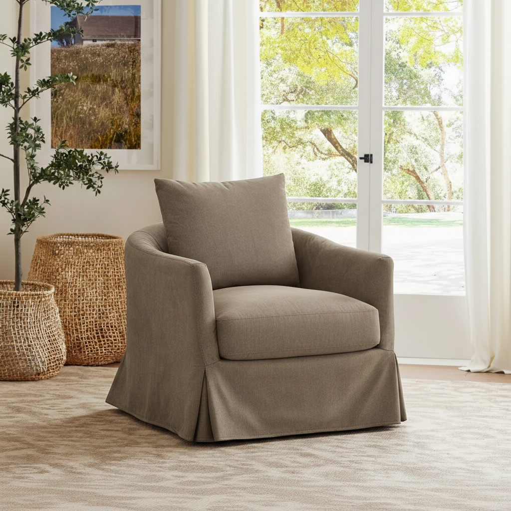 Eliza Slipcover Swivel Barrel Chair
