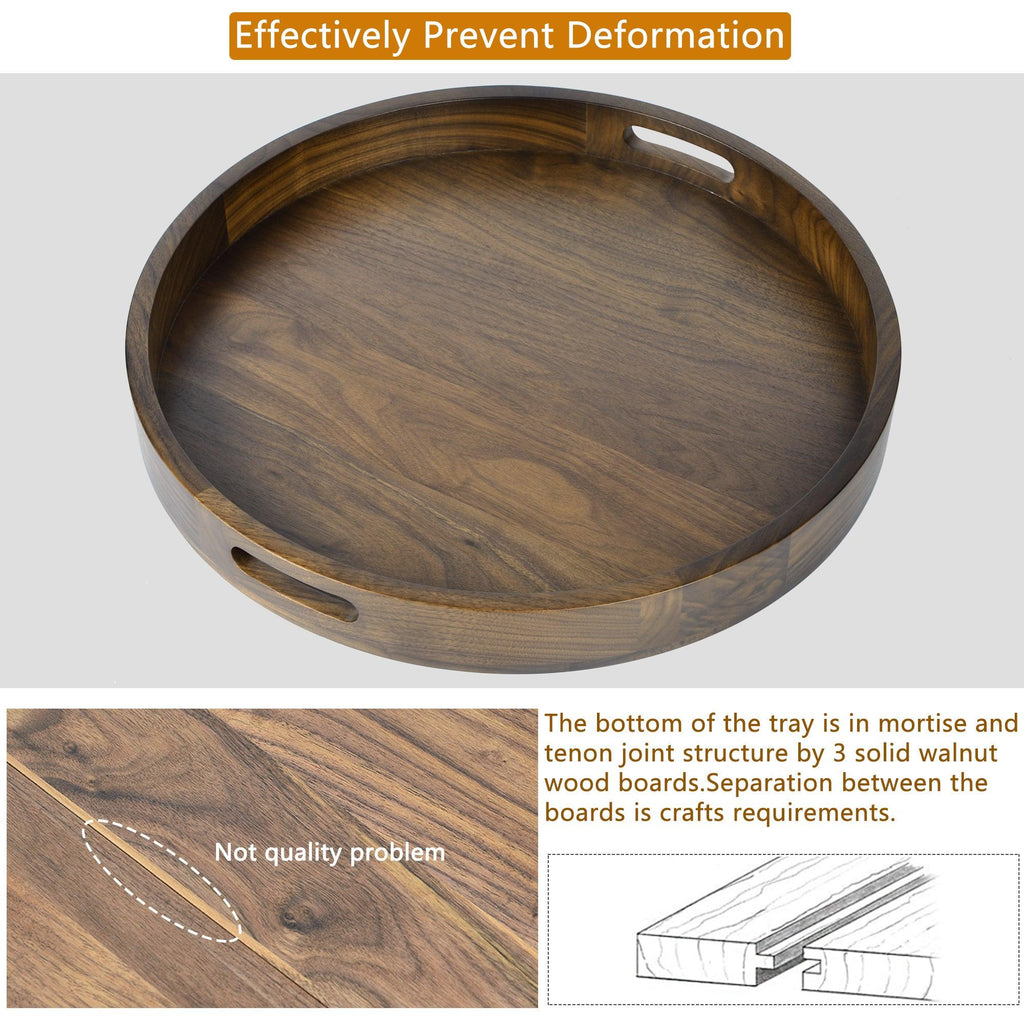 Teratect Round Black Walnut Serving Tray
