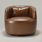 Ashlie Leather Swivel Barrel Chair