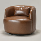 Ashlie Leather Swivel Barrel Chair