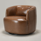 Ashlie Leather Swivel Barrel Chair