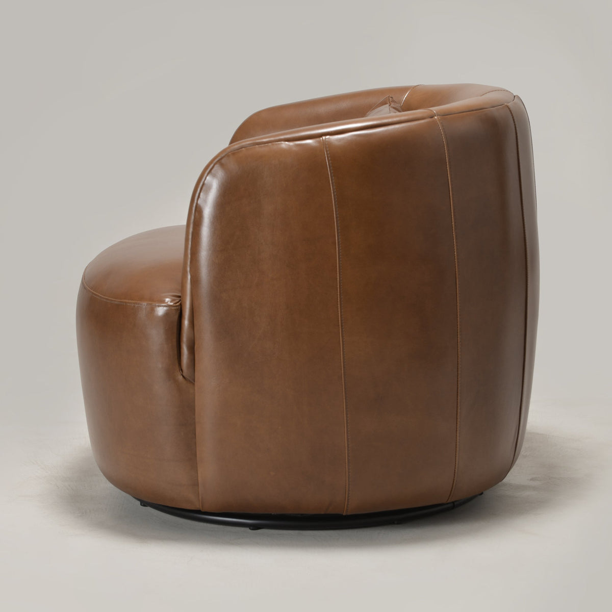 Ashlie Leather Swivel Barrel Chair