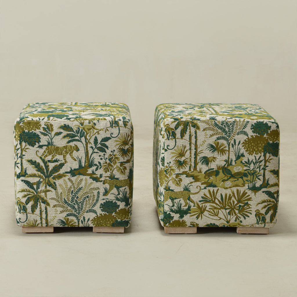 Teratect Exclusive | Ida Embroidered Fabric Square Ottoman