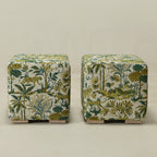 Teratect Exclusive | Ida Embroidered Fabric Square Ottoman