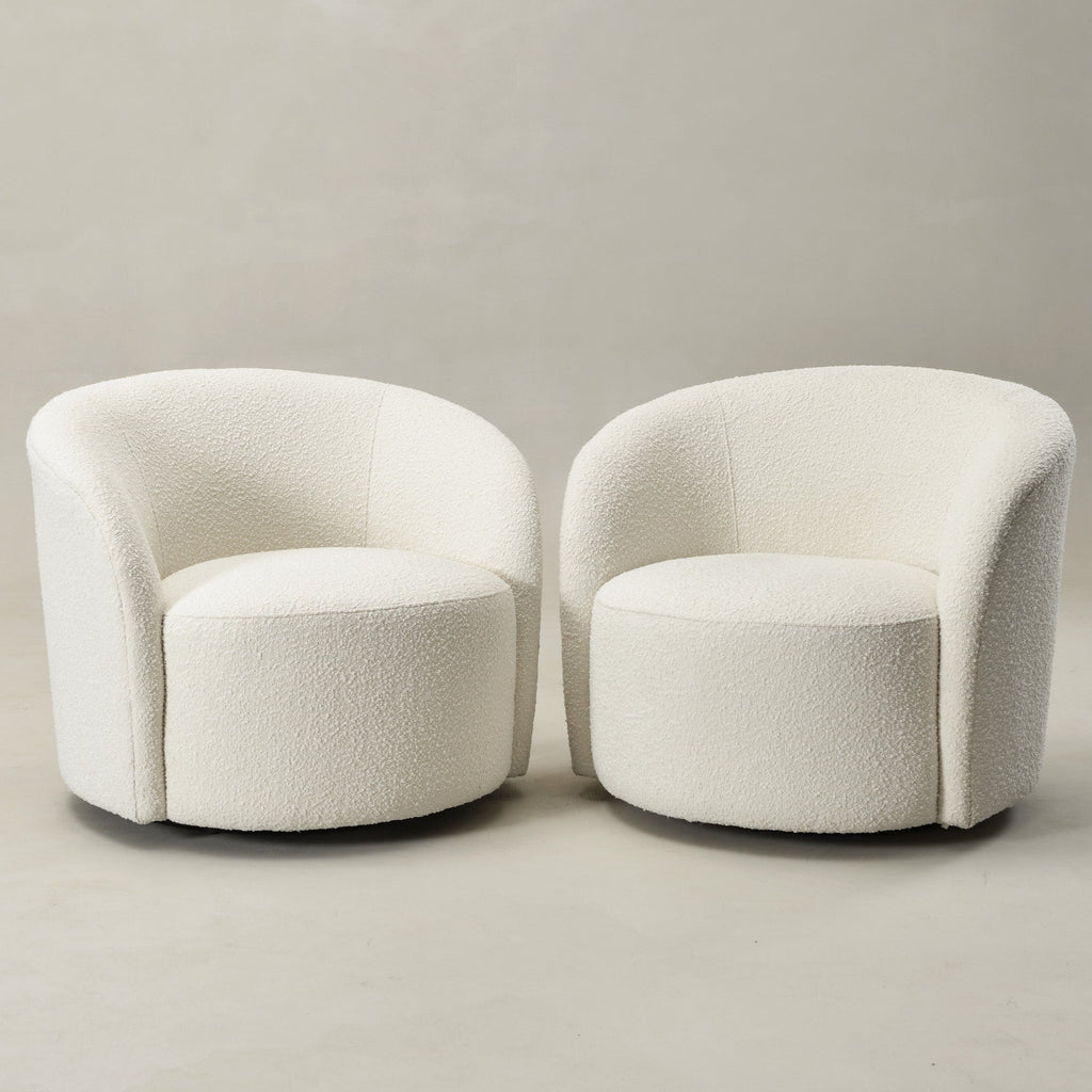 Everitte Bouclé Swivel Barrel Chair