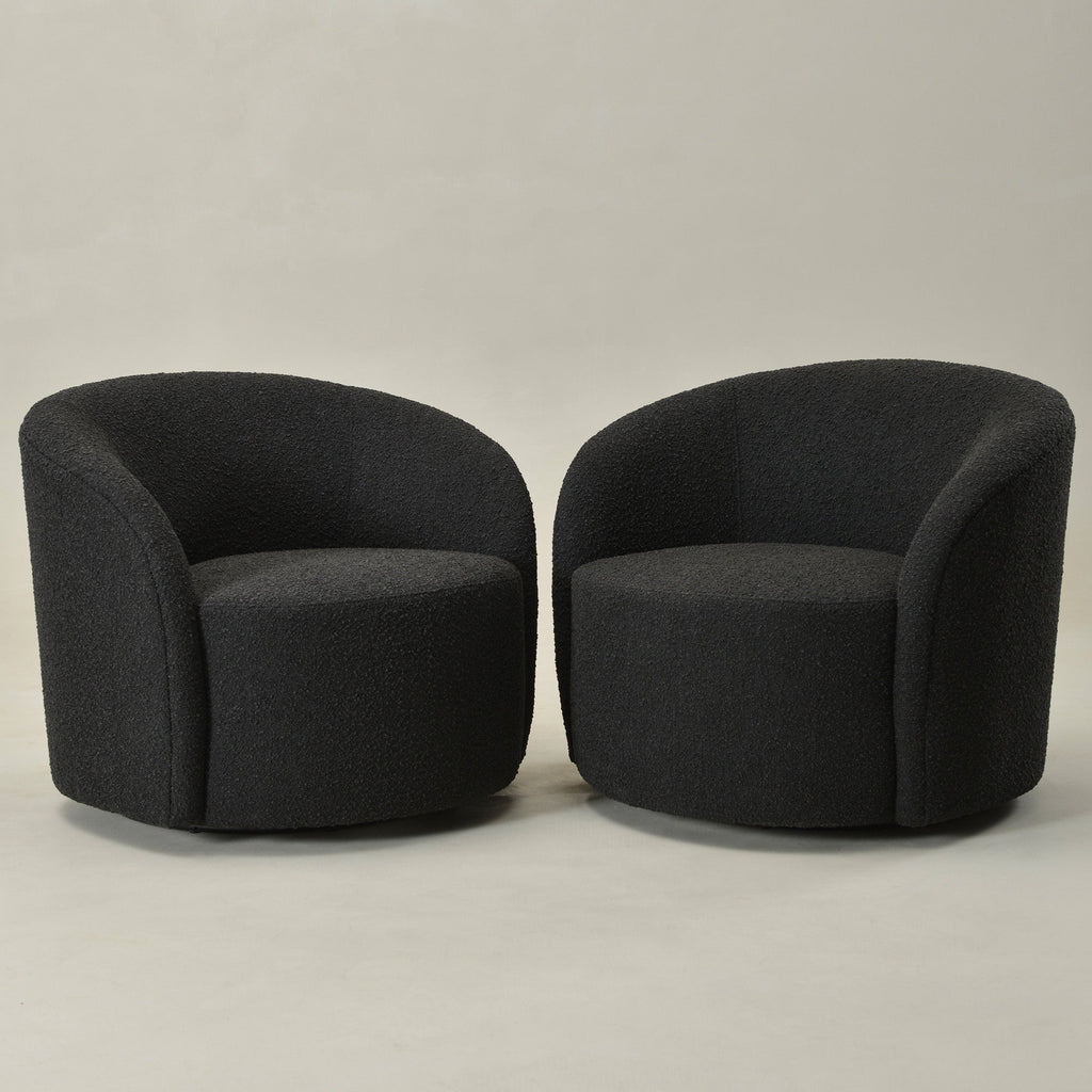 Everitte Bouclé Swivel Barrel Chair