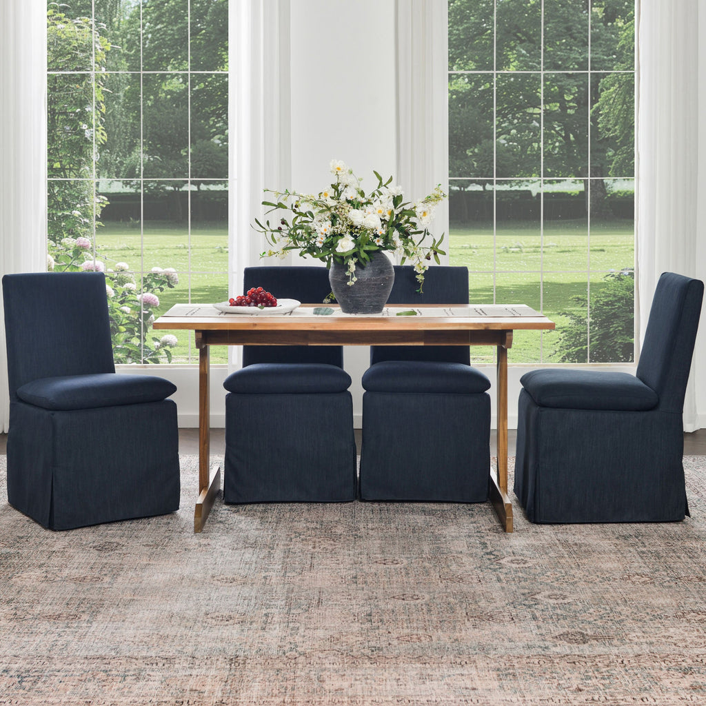 Diane Slipcover Performance Dining Chair with Casters
