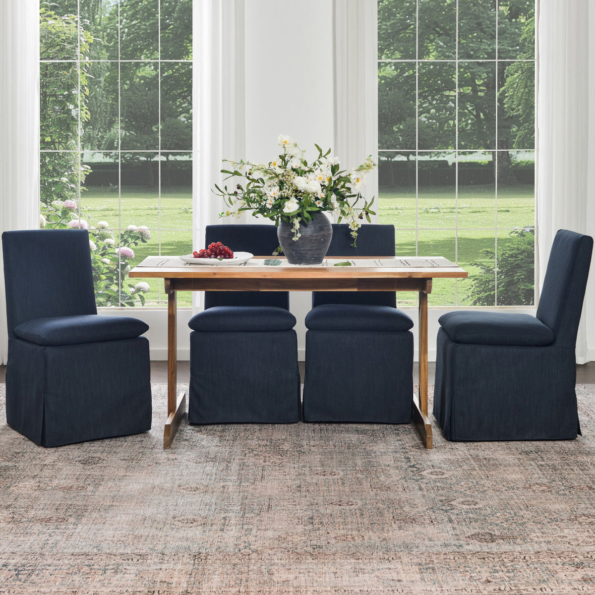 Diane Slipcover Performance Dining Chair with Casters