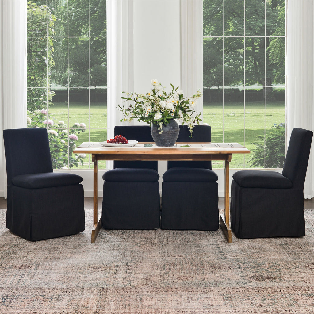 Diane Slipcover Performance Dining Chair with Casters