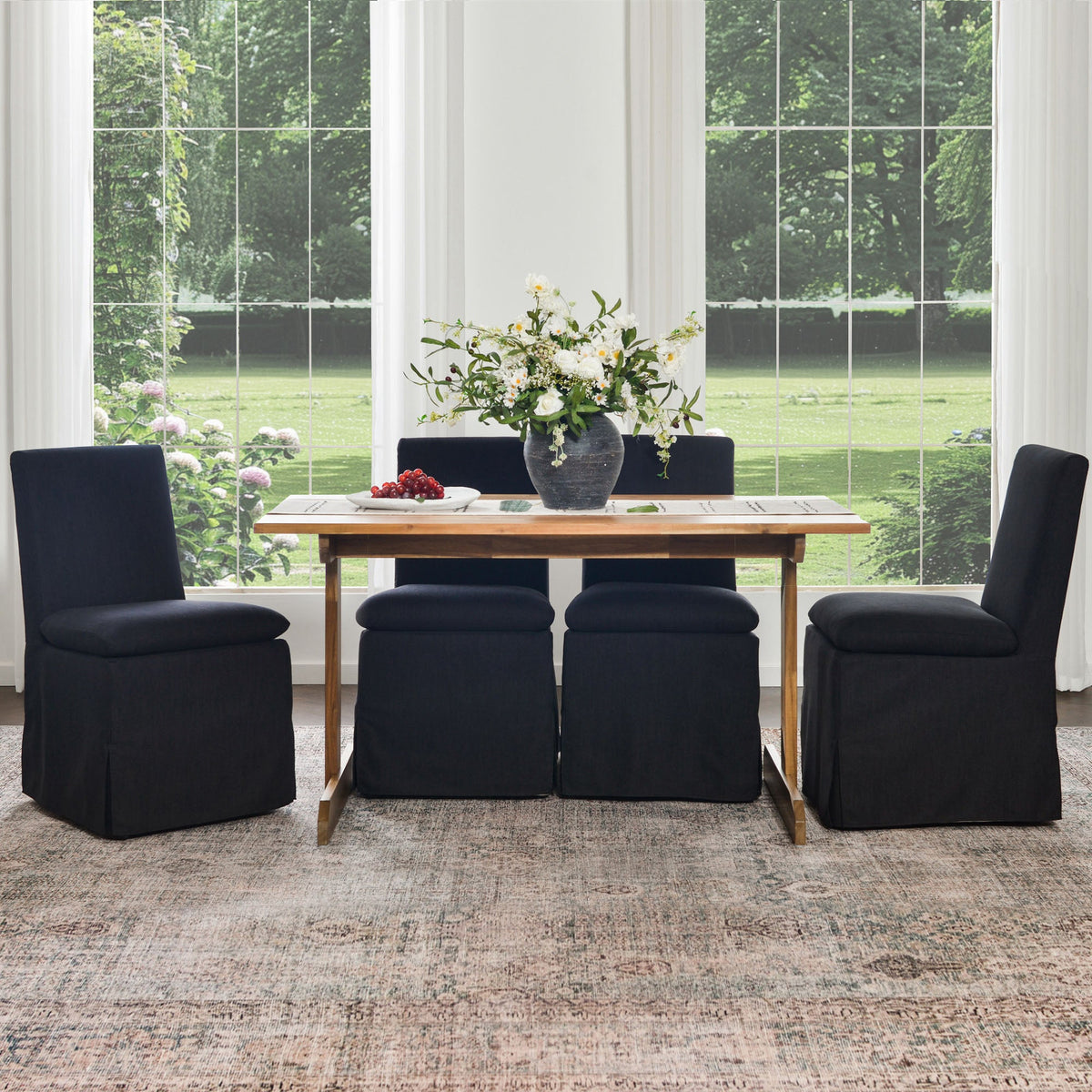 Diane Slipcover Performance Dining Chair with Casters