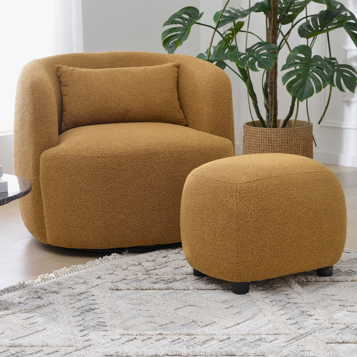 Ashlie Bouclé Swivel Barrel Chair