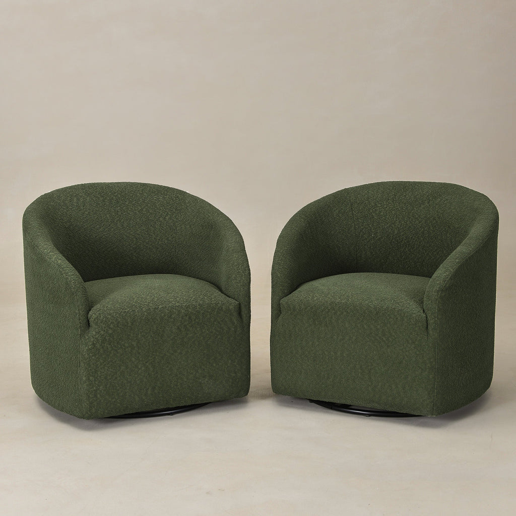Susie Bouclé Swivel Barrel Chair