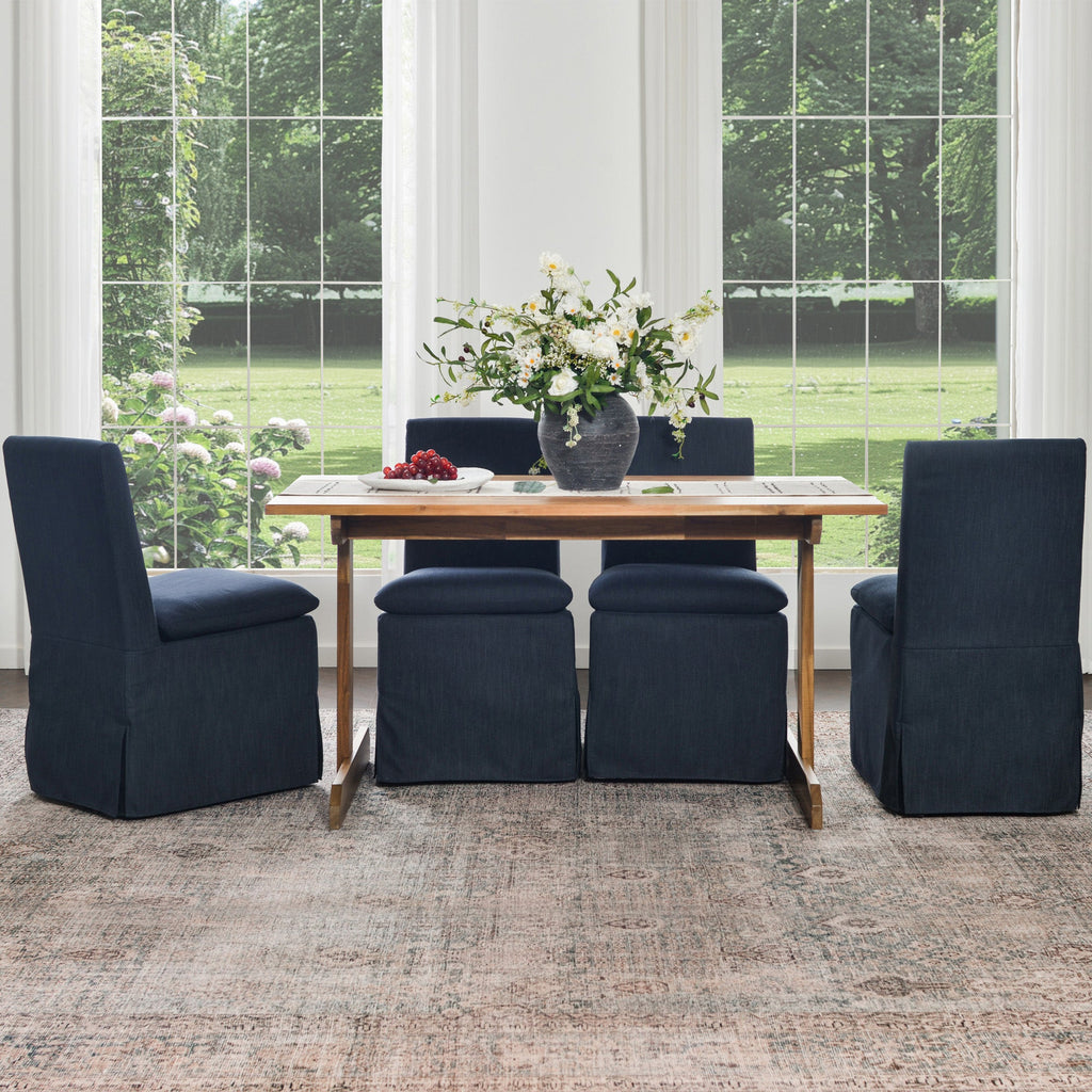 Diane Slipcover Performance Dining Chair with Casters