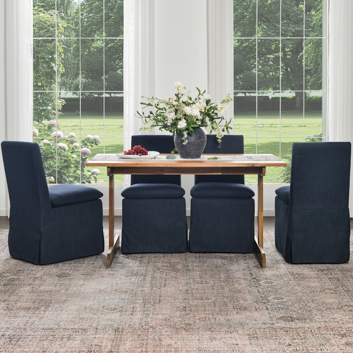 Diane Slipcover Performance Dining Chair with Casters