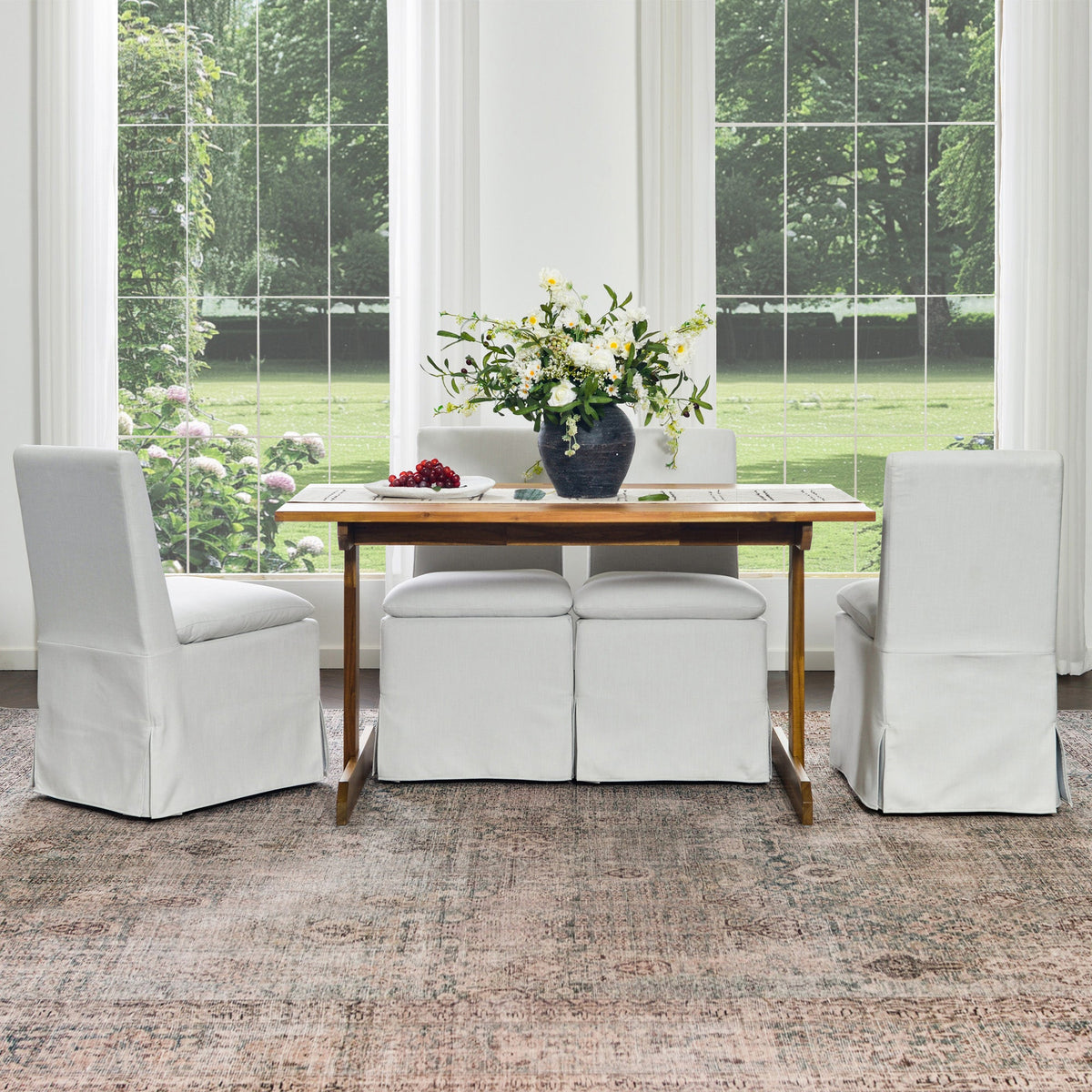 Diane Slipcover Performance Dining Chair with Casters