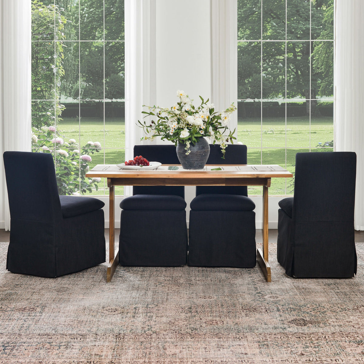 Diane Slipcover Performance Dining Chair with Casters