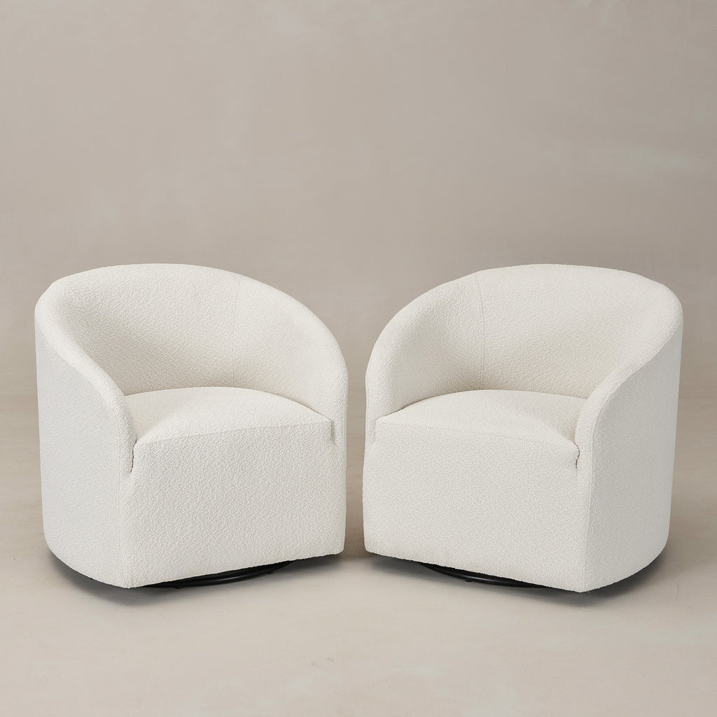 Susie Bouclé Swivel Barrel Chair