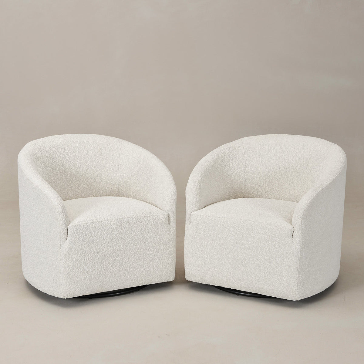 Susie Bouclé Swivel Barrel Chair
