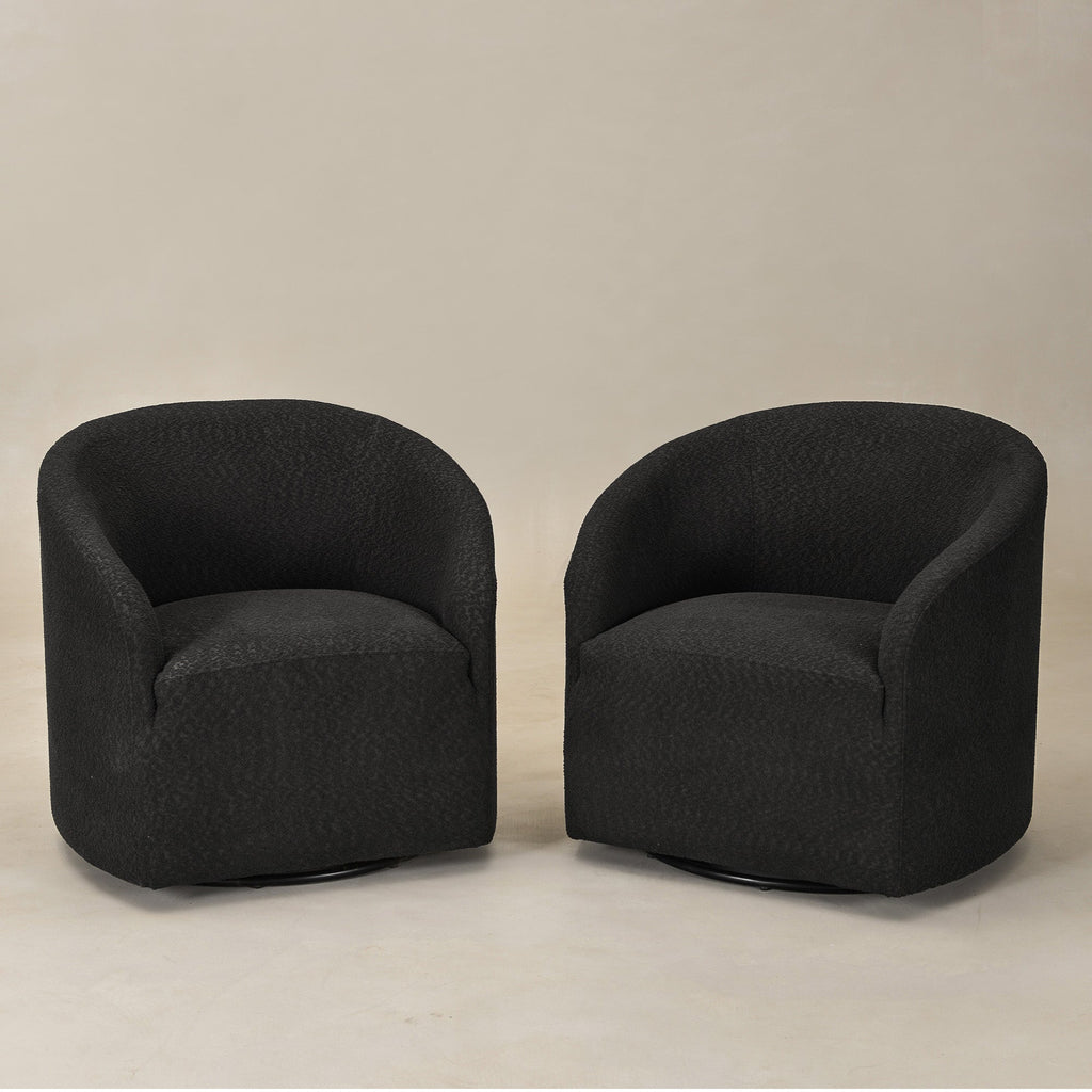 Susie Bouclé Swivel Barrel Chair