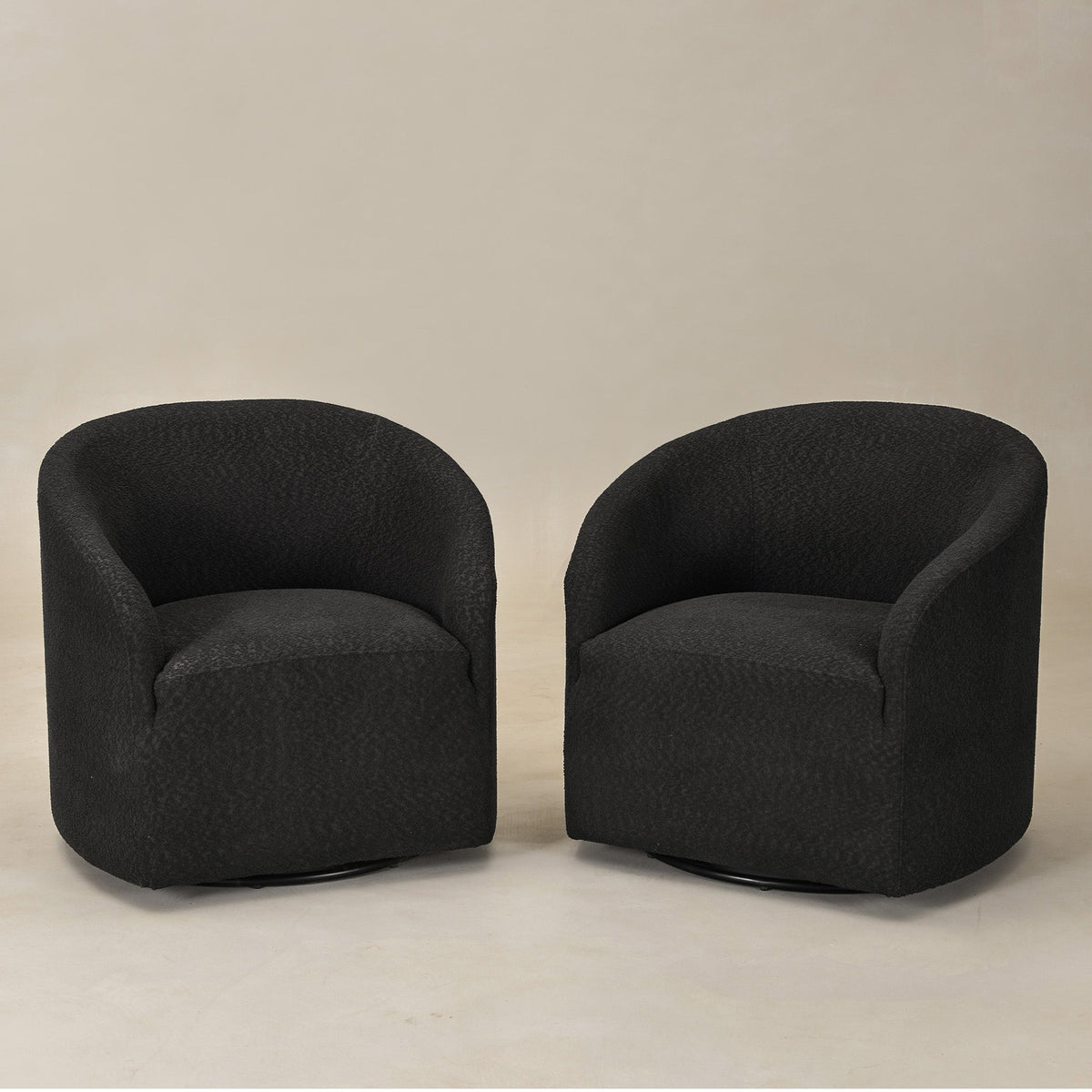 Susie Bouclé Swivel Barrel Chair