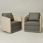 Claude Premium Leather Swivel Cane Chair