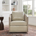 Claude Premium Leather Swivel Cane Chair