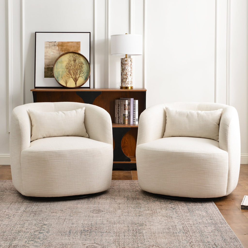 Ashlie Linen Swivel Barrel Chair