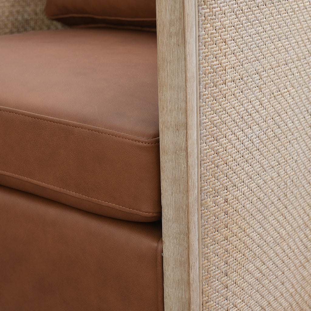 Claude Premium Leather Swivel Cane Chair