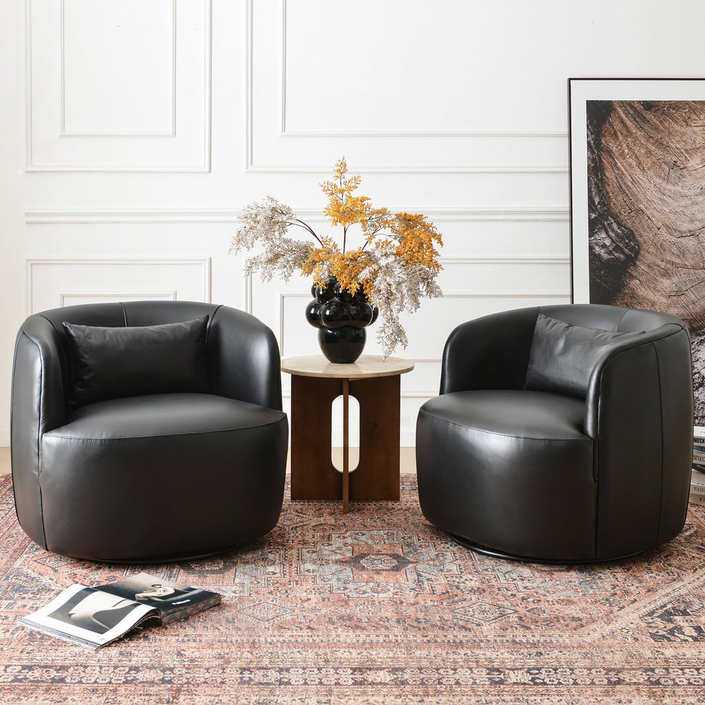 Ashlie Leather Swivel Barrel Chair