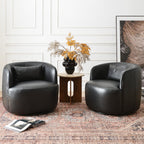 Ashlie Leather Swivel Barrel Chair