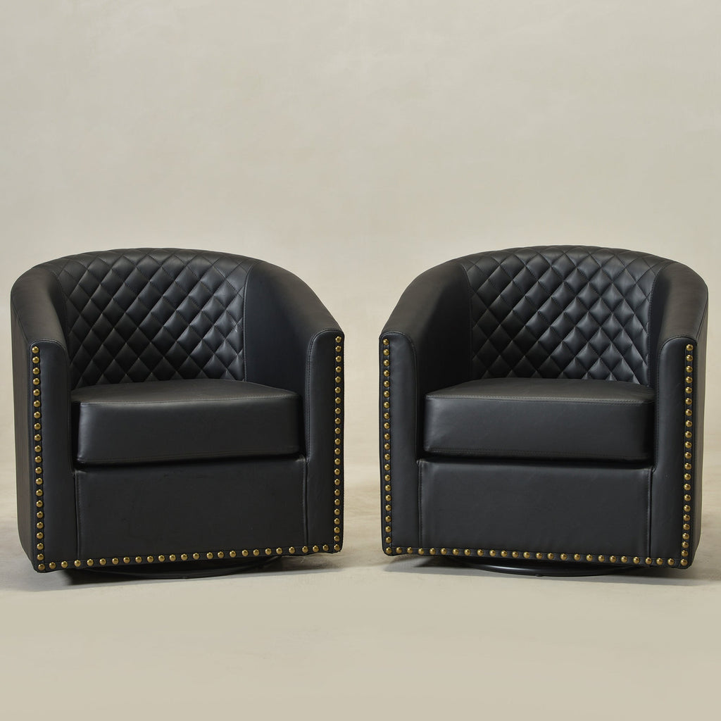Logan Faux Leather Tufted Swivel Club Chair