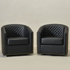 Logan Faux Leather Tufted Swivel Club Chair