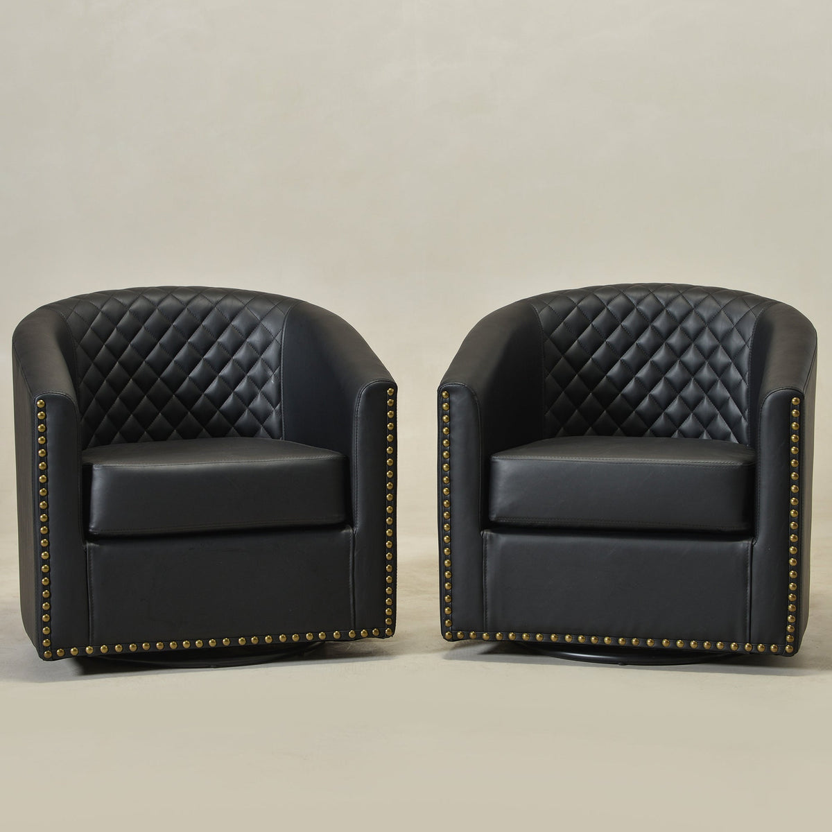 Logan Faux Leather Tufted Swivel Club Chair