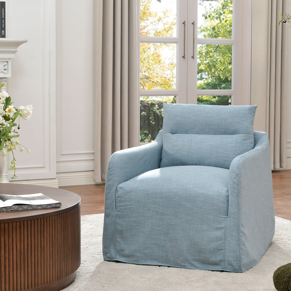 Clara Linen Slipcover Swivel Chair