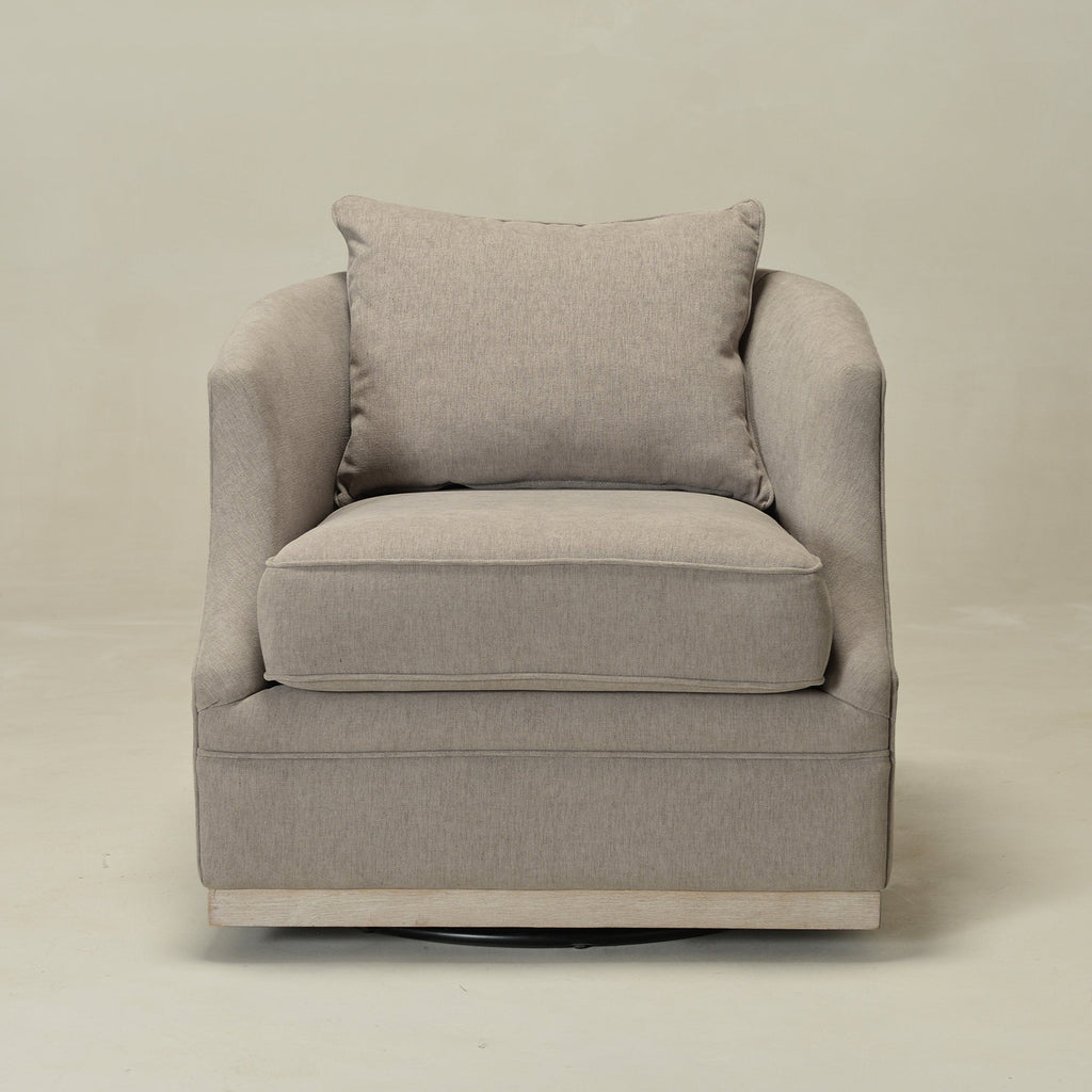 Minerva Linen Swivel Barrel Chair