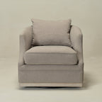 Minerva Linen Swivel Barrel Chair