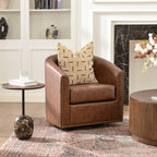 Logan Faux Leather Tufted Swivel Club Chair