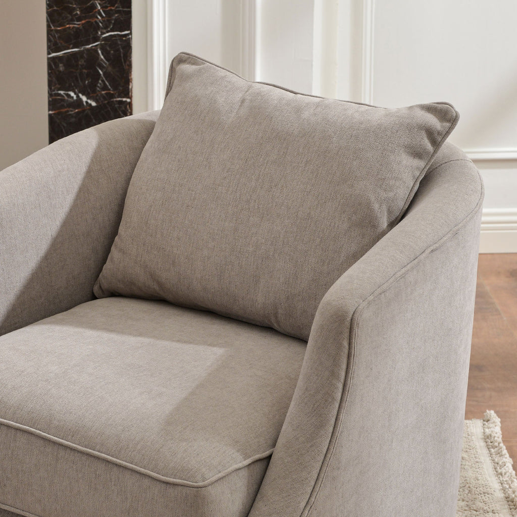 Minerva Linen Swivel Barrel Chair