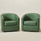 Logan Faux Leather Tufted Swivel Club Chair