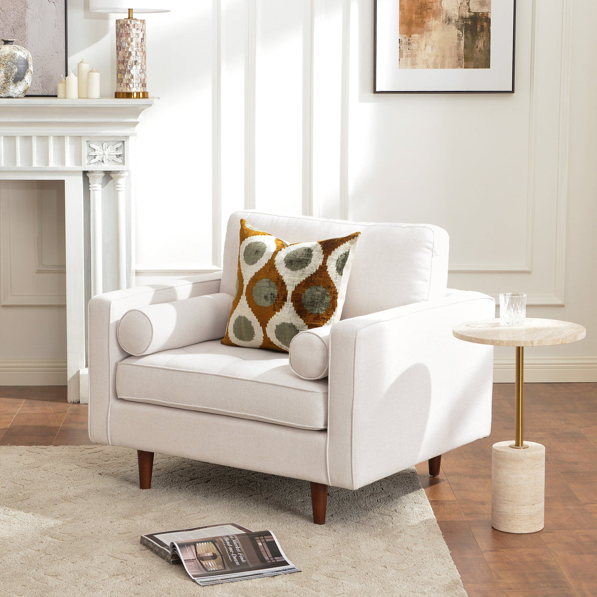 Tiziano Tufted Armchair with Accent Pillows