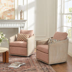 Claude Linen Swivel Cane Chair