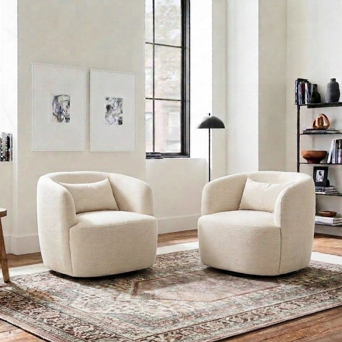Ashlie Linen Swivel Barrel Chair