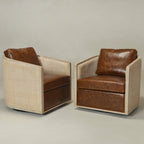 Claude Premium Leather Swivel Cane Chair