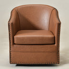 Lawton Faux Leather Tufted Swivel Barrel Chair