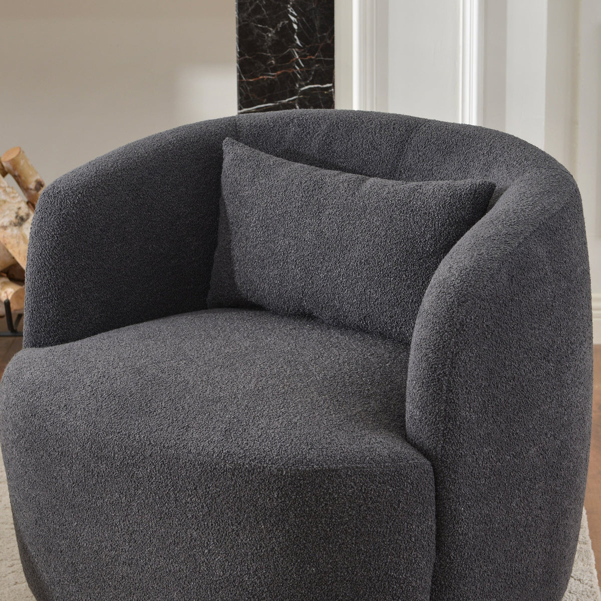 Ashlie Bouclé Swivel Barrel Chair