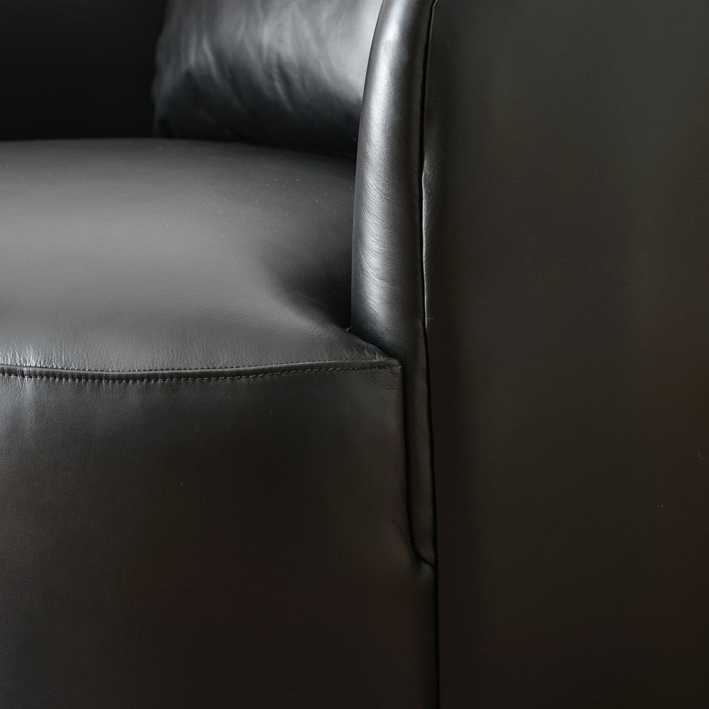 Ashlie Leather Swivel Barrel Chair