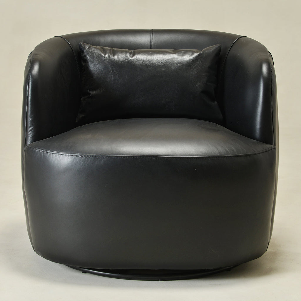 Ashlie Leather Swivel Barrel Chair