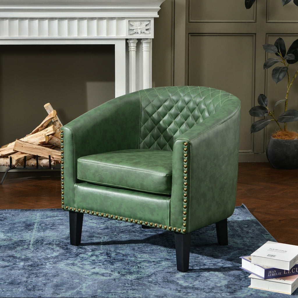 Logan Faux Leather Tufted Club Chair