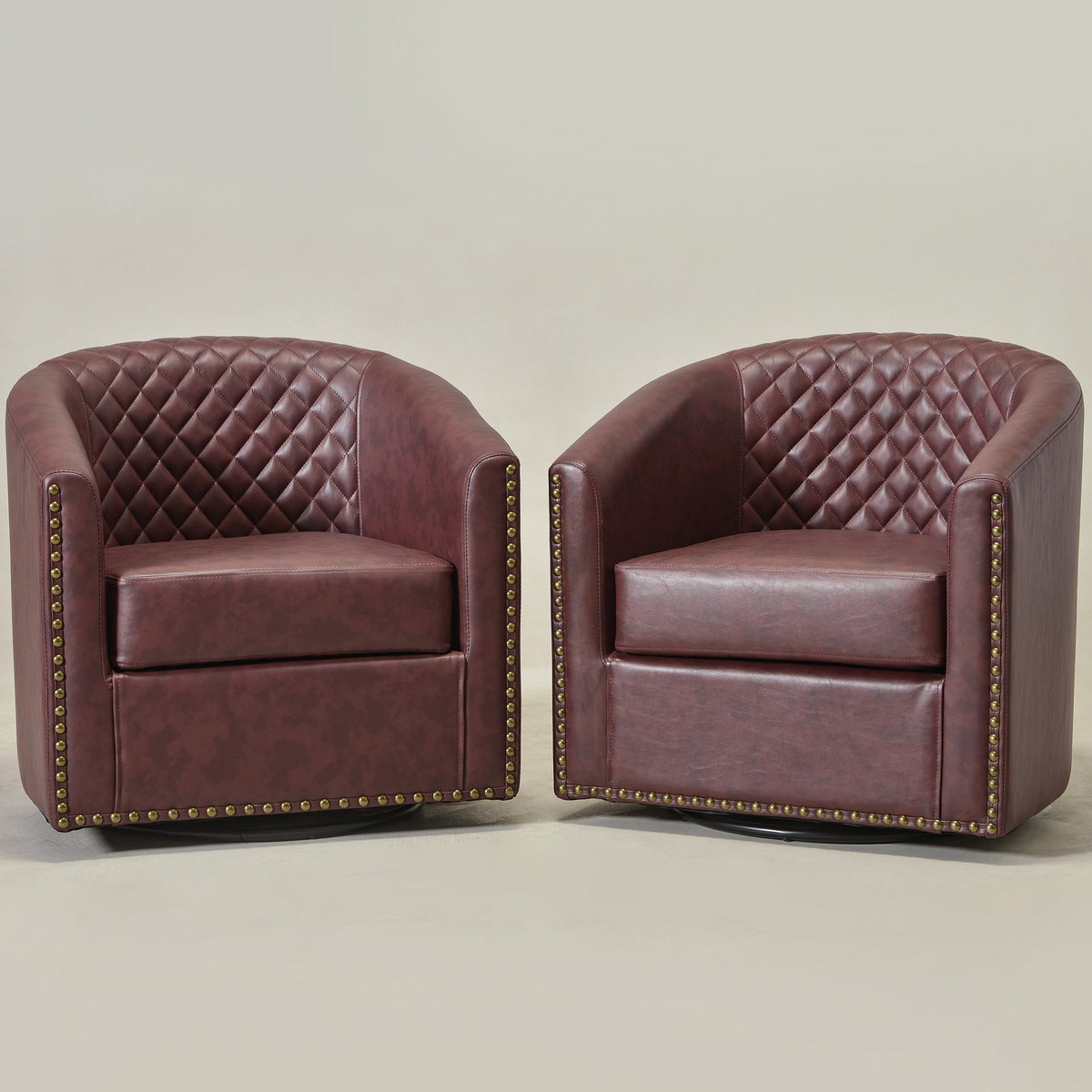Logan Faux Leather Tufted Swivel Club Chair